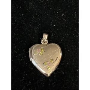 14k Gold Filled Heart Flowers GRANDMA Double Photo Locket Pendant